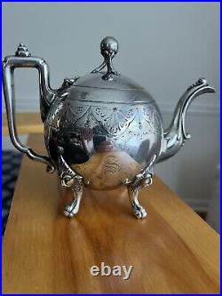 VICTORIAN REED AND BARTON SILVER PLATE TEA SERVICE 4 PIECE 1870's-90's