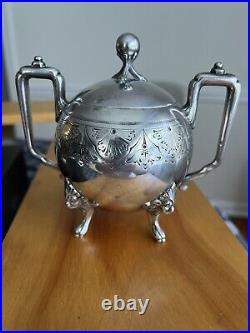 VICTORIAN REED AND BARTON SILVER PLATE TEA SERVICE 4 PIECE 1870's-90's