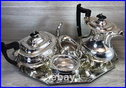 VINERS 4 PIECE TEA SET MIRROR FINISH SILVER PLATED A1 SHEFFIELD and tray