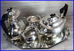 VINERS 4 PIECE TEA SET MIRROR FINISH SILVER PLATED A1 SHEFFIELD and tray