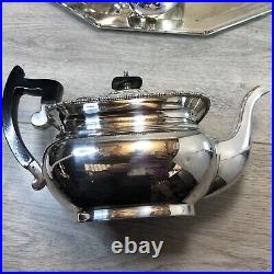 VINERS 4 PIECE TEA SET MIRROR FINISH SILVER PLATED A1 SHEFFIELD and tray