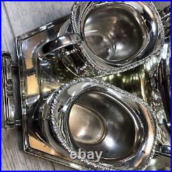 VINERS 4 PIECE TEA SET MIRROR FINISH SILVER PLATED A1 SHEFFIELD and tray