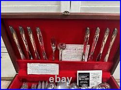 VINTAGE ANNIVERSARY ROSE SILVERWARE 48 PIECE SILVER PLATE SET WithSERVING PIECES