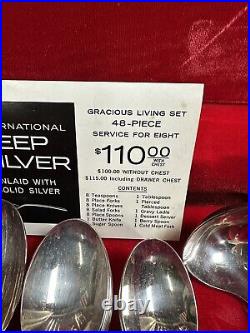 VINTAGE ANNIVERSARY ROSE SILVERWARE 48 PIECE SILVER PLATE SET WithSERVING PIECES