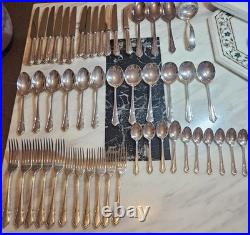VTG George Butler Sheffield Silver Plate EPNS A1 49 Piece Dubarry Cutlery Set
