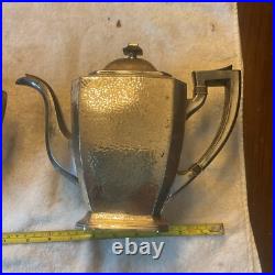 VTG SHEFFIELD 5 Pc SILVER PLATE HAND HAMMERED Coffee Tea Service Set