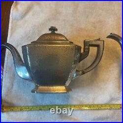 VTG SHEFFIELD 5 Pc SILVER PLATE HAND HAMMERED Coffee Tea Service Set