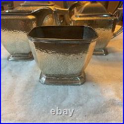 VTG SHEFFIELD 5 Pc SILVER PLATE HAND HAMMERED Coffee Tea Service Set