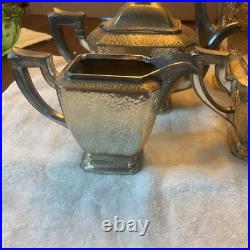 VTG SHEFFIELD 5 Pc SILVER PLATE HAND HAMMERED Coffee Tea Service Set