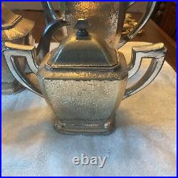 VTG SHEFFIELD 5 Pc SILVER PLATE HAND HAMMERED Coffee Tea Service Set