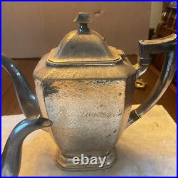 VTG SHEFFIELD 5 Pc SILVER PLATE HAND HAMMERED Coffee Tea Service Set