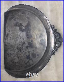 VTG Silver Plate 2 Piece Set Stamped W 09 With Handle Antique Plate