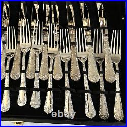 VTG WM Rogers & Son 51 Piece Flatware Set Silver Plated Enchanted Rose with Case