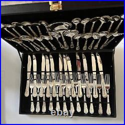 VTG WM Rogers & Son 51 Piece Flatware Set Silver Plated Enchanted Rose with Case