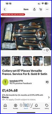 Versaille France Canteen of Cutlery Silver & Gold Plated. 87 Piece Vintage Set