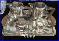 Very Beautiful Art Deco Silver Plated Service / The Cafe 5 Pieces