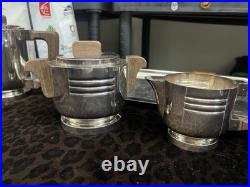 Very Beautiful Art Deco Silver Plated Service / The Cafe 5 Pieces