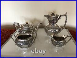 Very Nice 4 Piece Highly Decorated Silver Plated Coffee/tea Service (sptc-80)