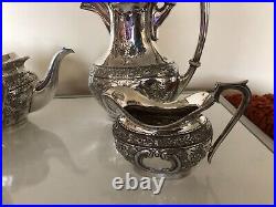 Very Nice 4 Piece Highly Decorated Silver Plated Coffee/tea Service (sptc-80)