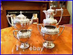 Victorian Antique James Dixon & Sons Silver Plated Four Piece Tea Set C1890