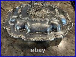 Victorian Sheffield Serving Entree Dish Plate Two Pieces Silver Rare Stamp
