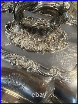 Victorian Sheffield Serving Entree Dish Plate Two Pieces Silver Rare Stamp