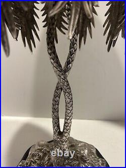 Victorian Silver Plate Epergne Compote Centerpiece Tazza Palm Trees 20