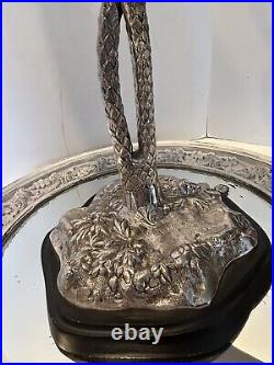 Victorian Silver Plate Epergne Compote Centerpiece Tazza Palm Trees 20