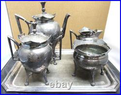 Victorian Silver Plate Tea Set 5 Piece Meriden 1880's Ex. Condition Engraved