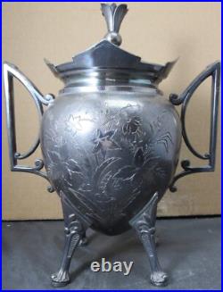 Victorian Silver Plate Tea Set 5 Piece Meriden 1880's Ex. Condition Engraved