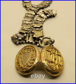 Victorian Silver Plated Bookchain 9ct Gold Mizpah Photo Locket Gorgeous Piece