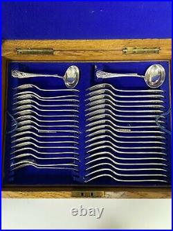 Victorian Silver Plated Canteen Cutlery Albany Oak Three Tier Case 103 Pieces