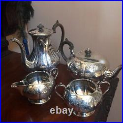 Victorian Silver Plated Teapot Tea Set by Coopers of Sheffield 4 Pieces Antique