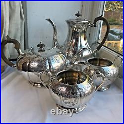 Victorian Silver Plated Teapot Tea Set by Coopers of Sheffield 4 Pieces Antique