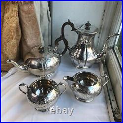 Victorian Silver Plated Teapot Tea Set by Coopers of Sheffield 4 Pieces Antique