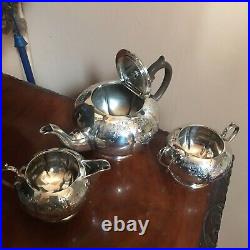 Victorian Silver Plated Teapot Tea Set by Coopers of Sheffield 4 Pieces Antique