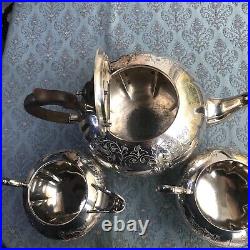 Victorian Silver Plated Teapot Tea Set by Coopers of Sheffield 4 Pieces Antique