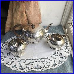 Victorian Silver Plated Teapot Tea Set by Coopers of Sheffield 4 Pieces Antique