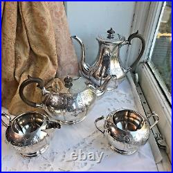 Victorian Silver Plated Teapot Tea Set by Coopers of Sheffield 4 Pieces Antique