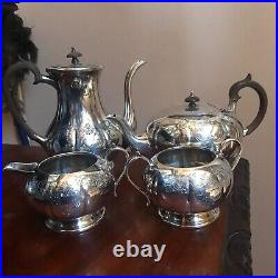 Victorian Silver Plated Teapot Tea Set by Coopers of Sheffield 4 Pieces Antique