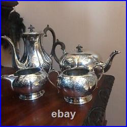 Victorian Silver Plated Teapot Tea Set by Coopers of Sheffield 4 Pieces Antique