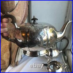 Victorian Silver Plated Teapot Tea Set by Coopers of Sheffield 4 Pieces Antique