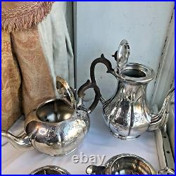 Victorian Silver Plated Teapot Tea Set by Coopers of Sheffield 4 Pieces Antique