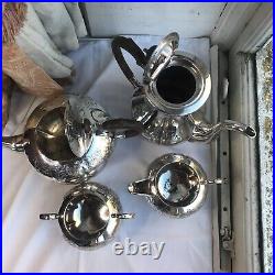 Victorian Silver Plated Teapot Tea Set by Coopers of Sheffield 4 Pieces Antique