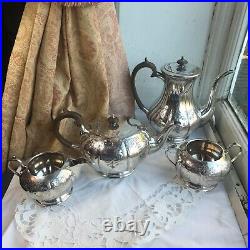 Victorian Silver Plated Teapot Tea Set by Coopers of Sheffield 4 Pieces Antique