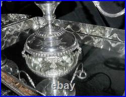 Victorian Surtout de Table Centre Piece Silver Plate Epergne Glass Dish Dinne