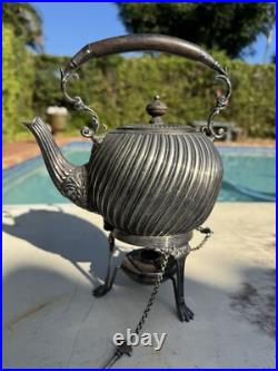 Victorian UK Hallmarked Dixon 5 Piece Silver Plate Fluted Tea Pot Service Set