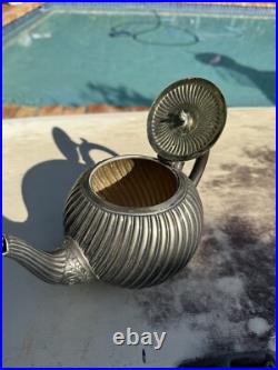 Victorian UK Hallmarked Dixon 5 Piece Silver Plate Fluted Tea Pot Service Set Victorian UK Hallmarked Dixon 5 Piece Silver Plate Fluted Tea Pot Service Set