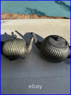 Victorian UK Hallmarked Dixon 5 Piece Silver Plate Fluted Tea Pot Service Set