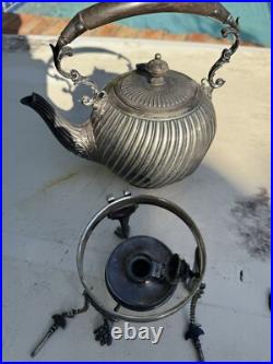 Victorian UK Hallmarked Dixon 5 Piece Silver Plate Fluted Tea Pot Service Set Victorian UK Hallmarked Dixon 5 Piece Silver Plate Fluted Tea Pot Service Set